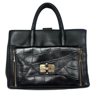 DIANE VON FURSTENBERG 440 Gallery Secret Agent Tote Large Black Leather Bag